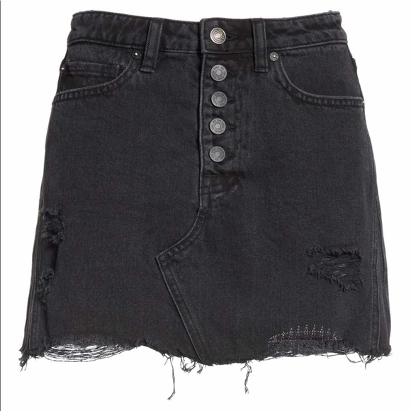 Free People Denim A Line Black Jean Skirt - Picture 8 of 10